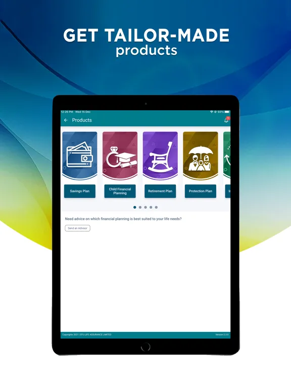 Ảnh chụp màn hình của EFU Life PlanIT iPad 