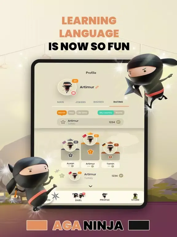 Captures d'écran de AGA Ninja: Learn new languages iPad 