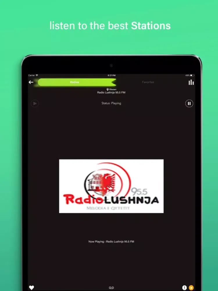 Capturas de tela do Radio Albania FM iPad 