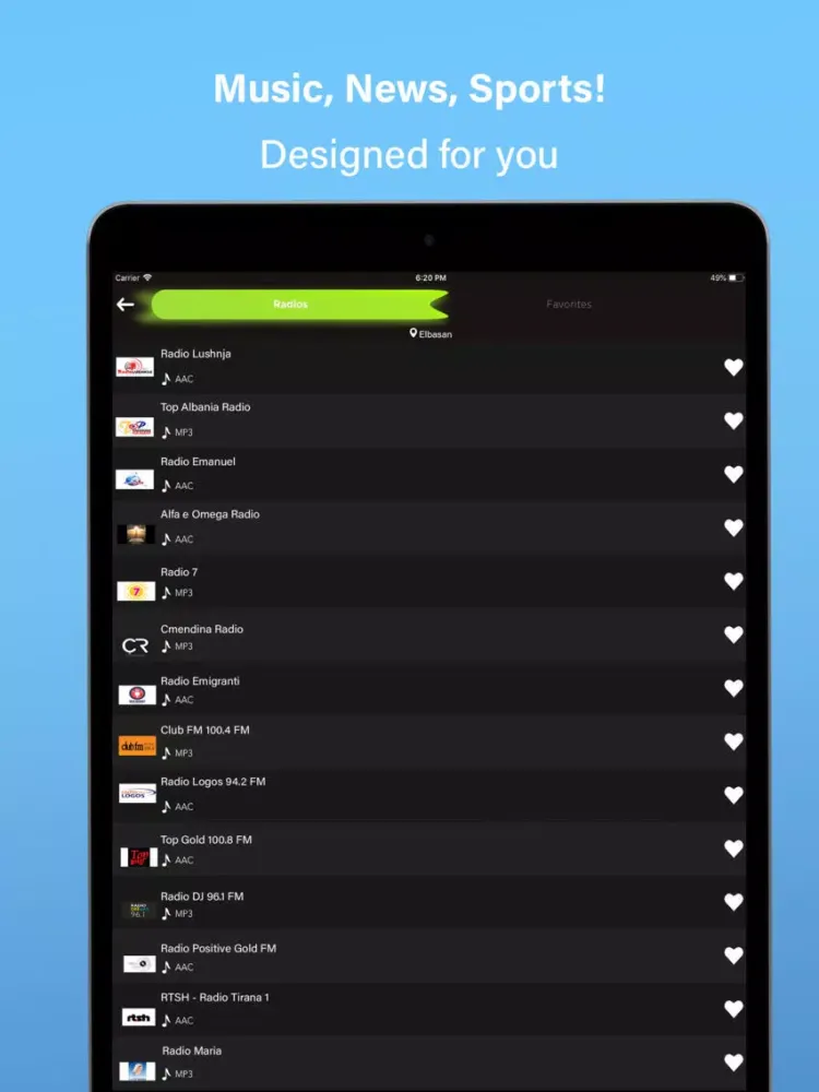 Capturas de tela do Radio Albania FM iPad 