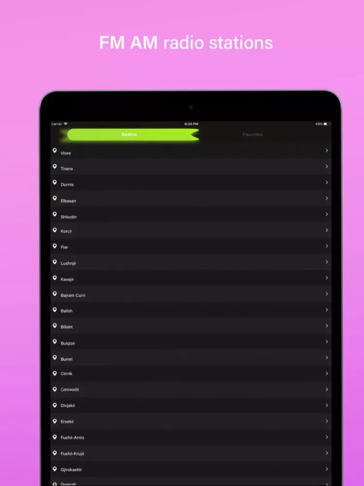 Capturas de tela do Radio Albania FM iPad 