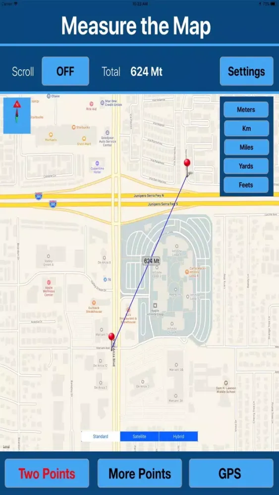 Tangkapan skrin Measure Distance & Area on Map