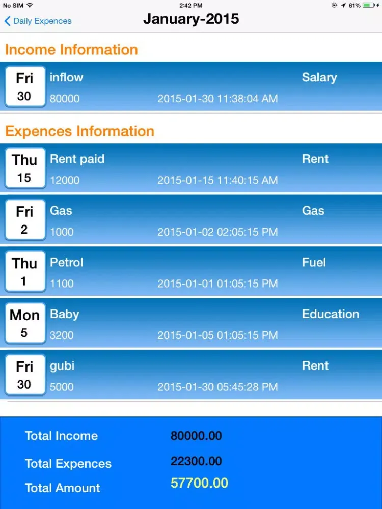 Скриншоты Daily Expenses Manager iPad 