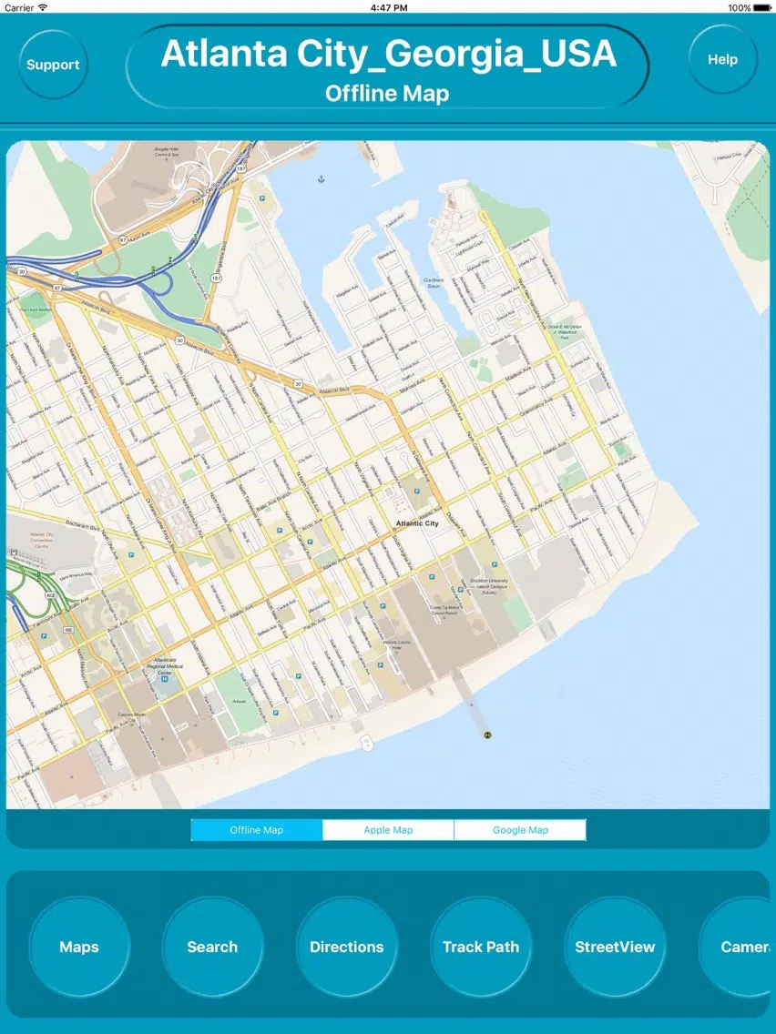 Zrzuty ekranu Atlanta City Georgia USA Offline Map Navigation iPad 