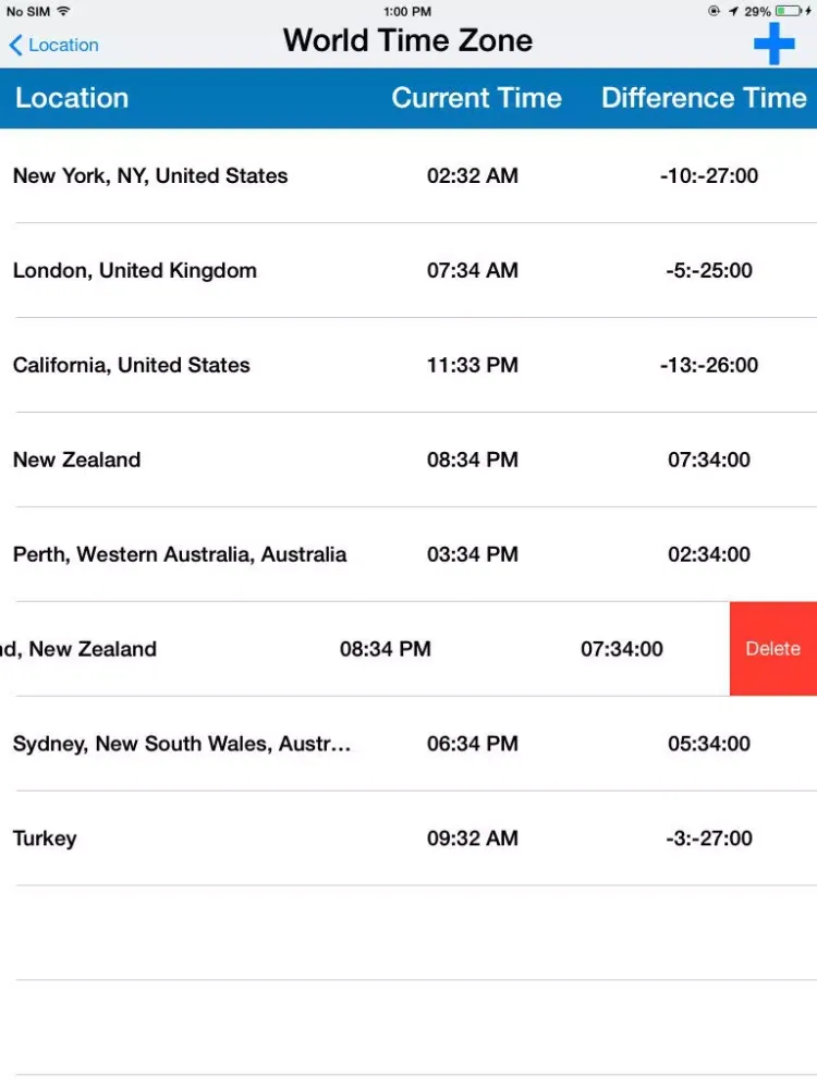 World Time Zone for a cities around the world iPad 应用截图