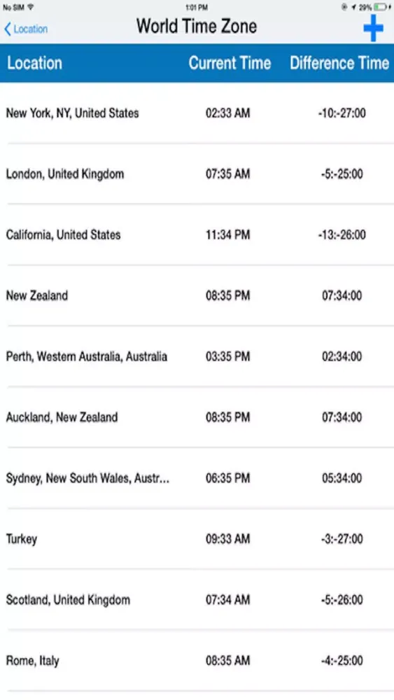 World Time Zone for a cities around the world应用截图