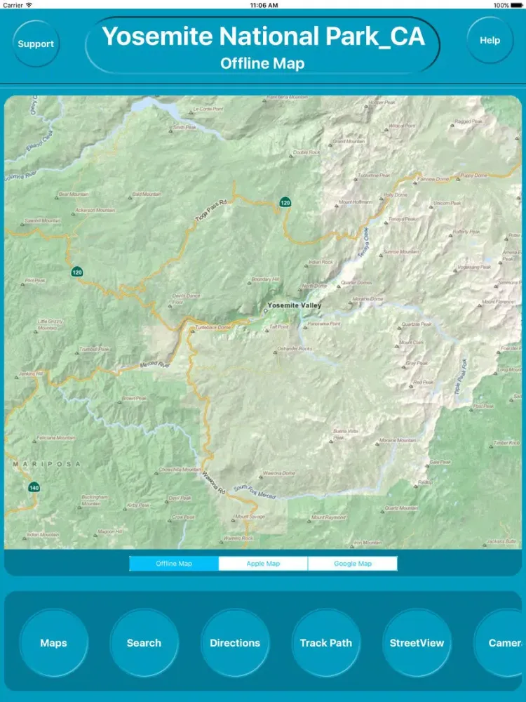 Yosemite National Park USA Offline Maps Navigation iPad 应用截图