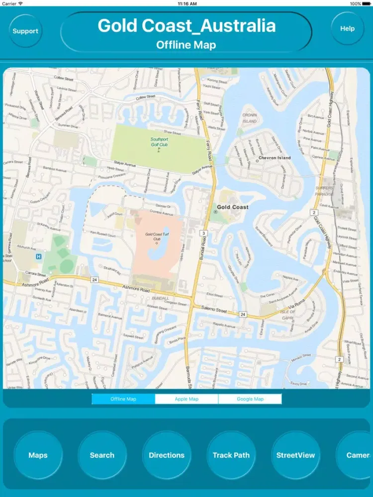 Gold Coast Australia Offline City Maps Navigation iPad 应用截图