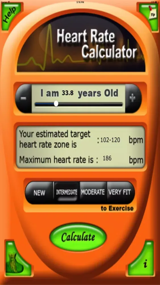 Zrzuty ekranu Health Target Heart Rate Calc