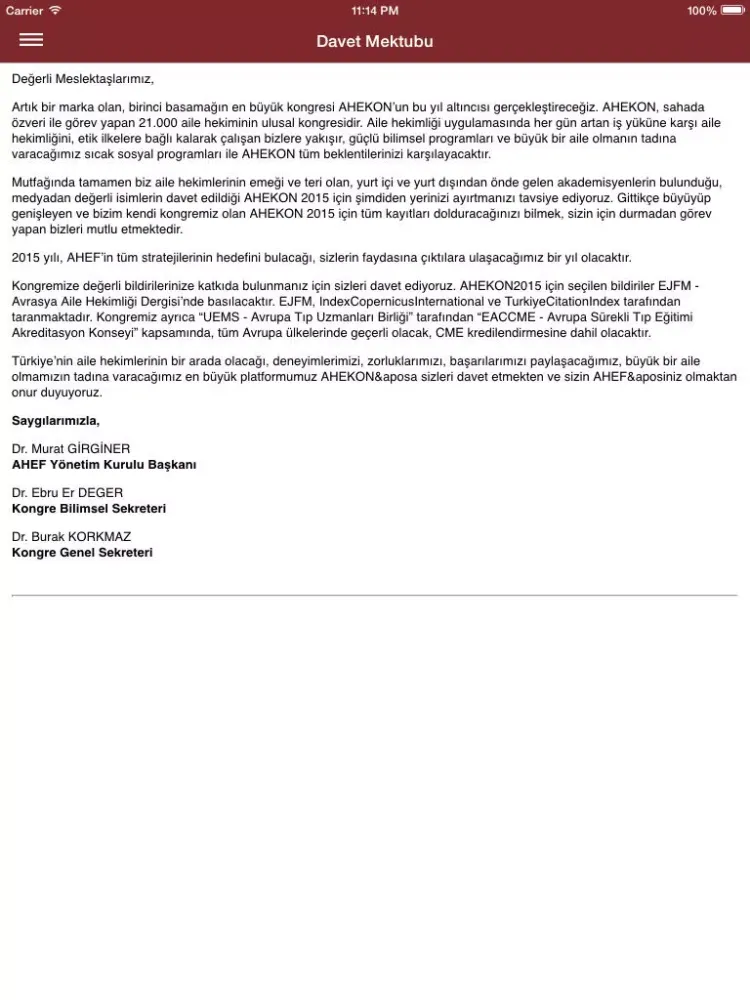 AHEF- Aile Hekimleri Dernekleri Federasyonu iPad  スクリーンショット