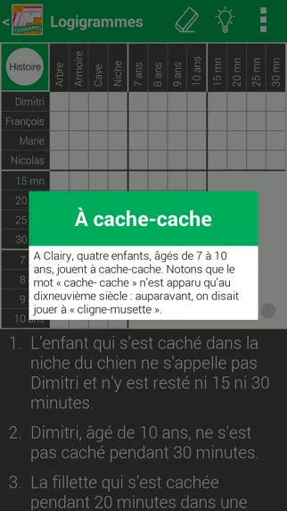 ภาพหน้าจอของ Logic Puzzles in French