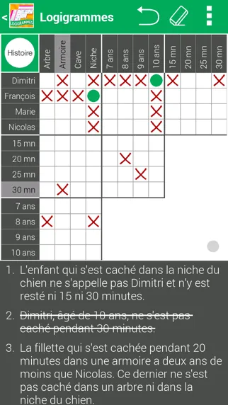 ภาพหน้าจอของ Logic Puzzles in French