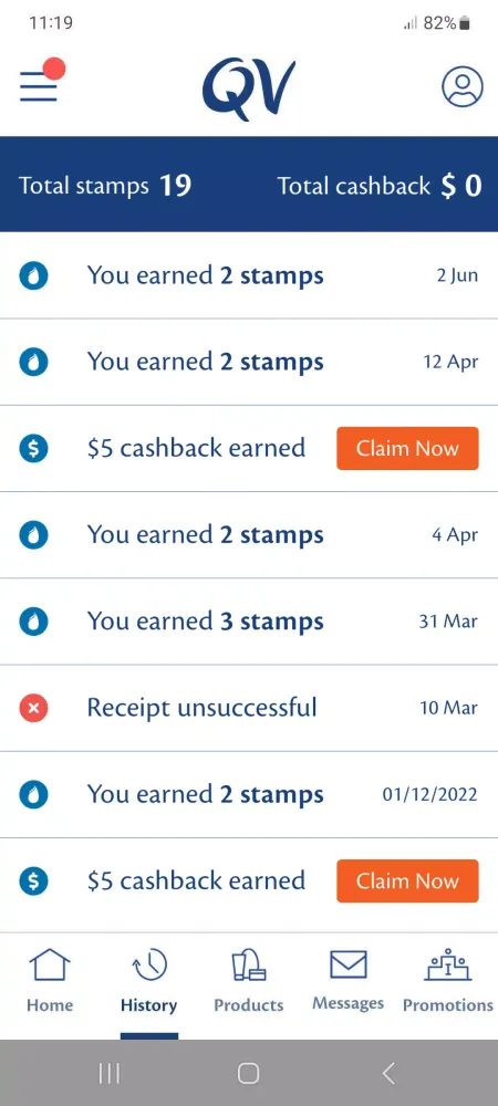 My QV Rewards Screenshots