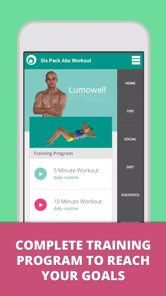 Tangkapan skrin Six Pack Abs Workout - Lumowell