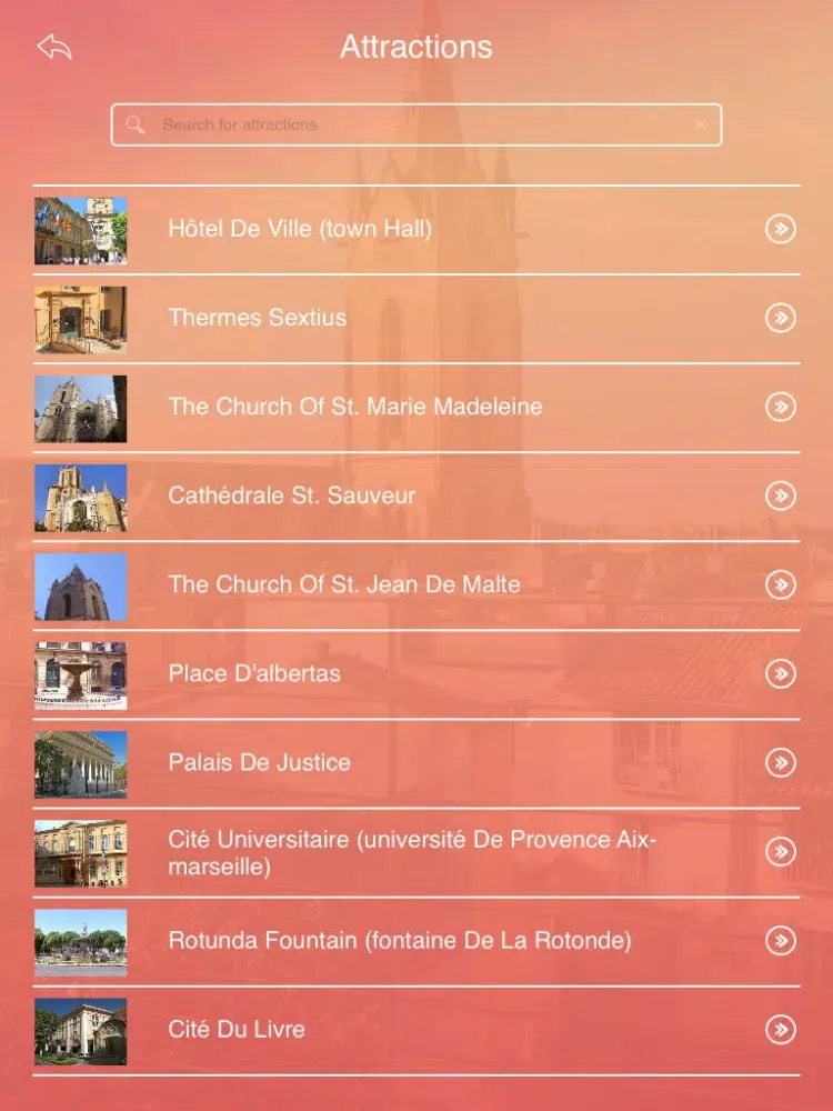 Tangkapan skrin Aix-en-Provence Tourism Guide iPad 