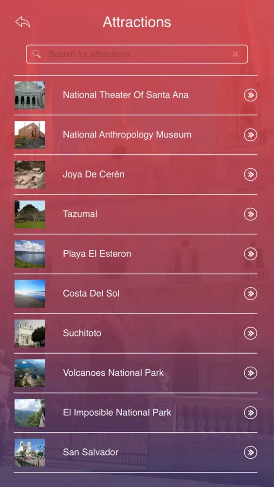 Tangkapan skrin EI Salvador Tourist Guide