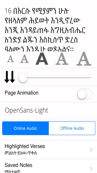 Tangkapan skrin Amharic Bible with Audio