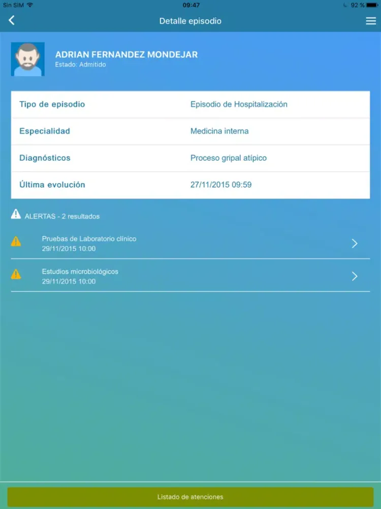 Capturas de pantalla de ehCOS MyHospital By everis iPad 