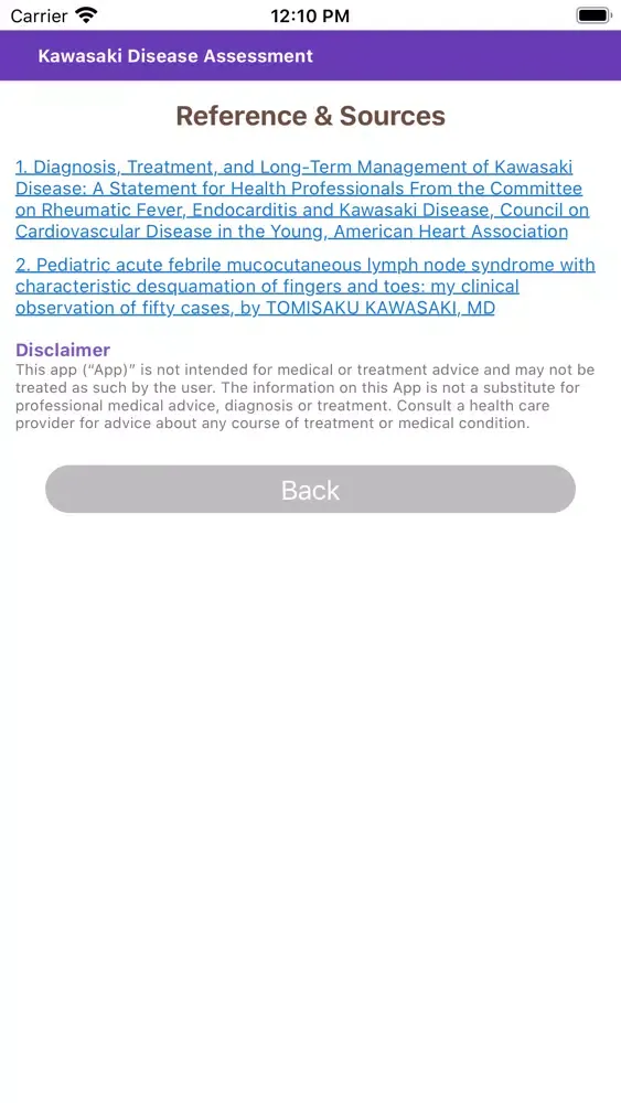 Capturas de tela do Kawasaki Disease Assessment