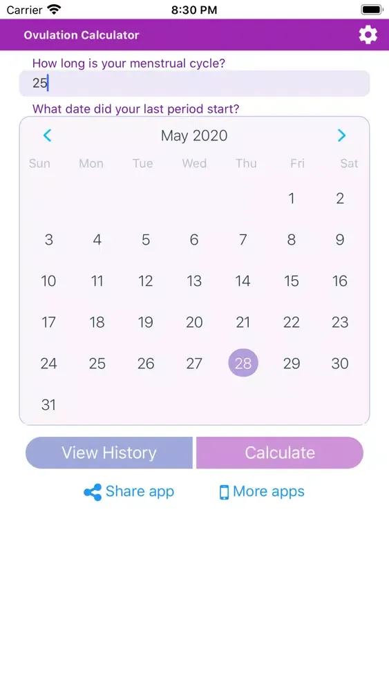 eHealth Ovulation Calculator Ekran Görüntüleri