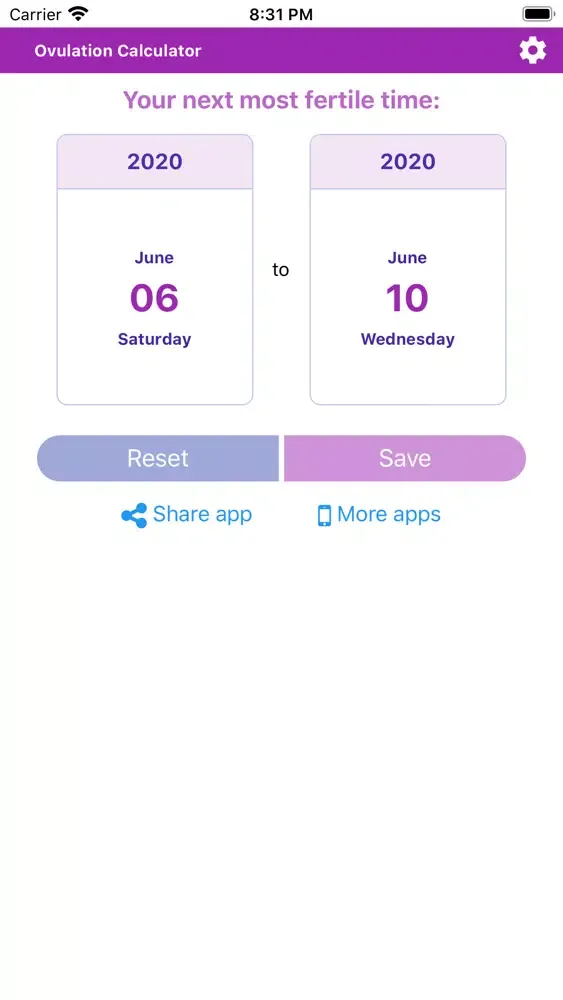 eHealth Ovulation Calculator Ekran Görüntüleri