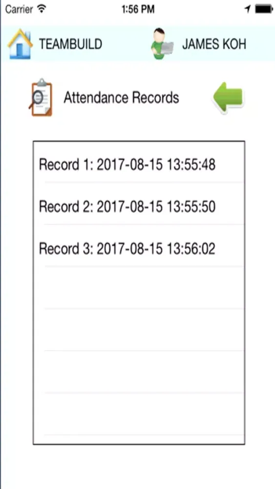 Zrzuty ekranu eAttendance