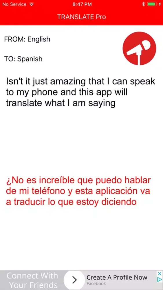 Tangkapan skrin Speak to Translate Pro