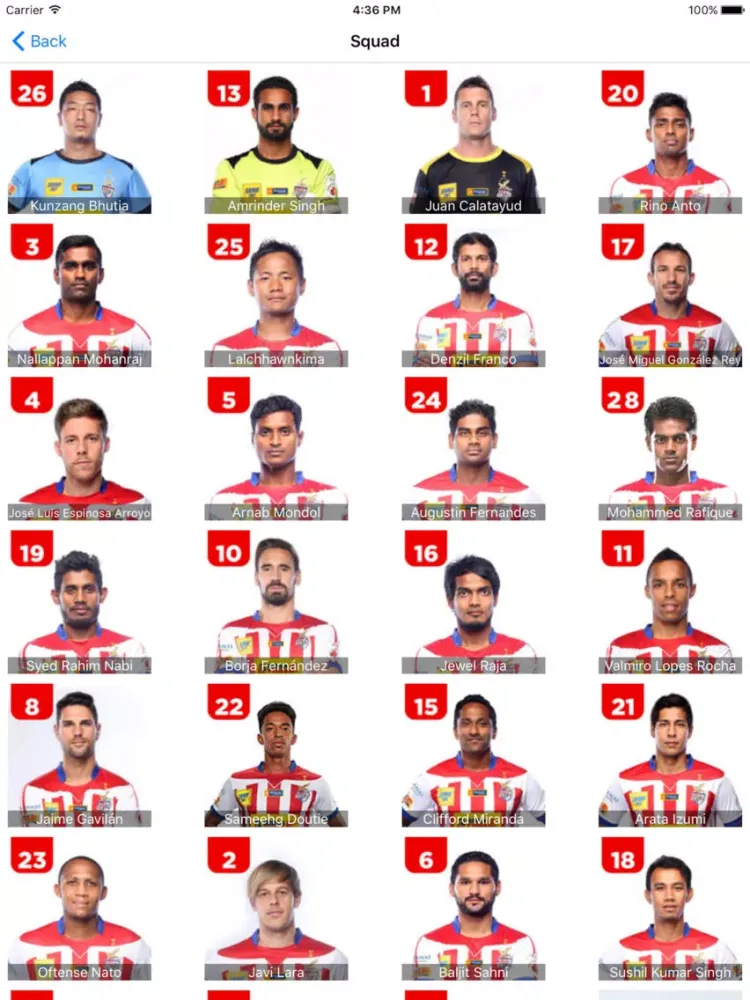 Tangkapan skrin Atletico de Kolkata iPad 
