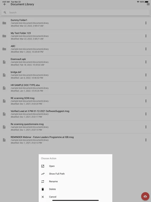 Ảnh chụp màn hình của EisenVault Companion App iPad 
