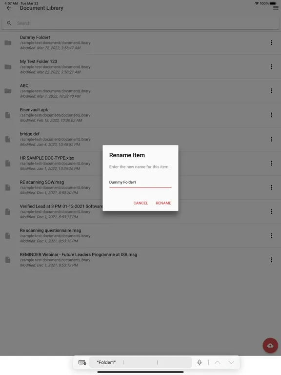 Ảnh chụp màn hình của EisenVault Companion App iPad 