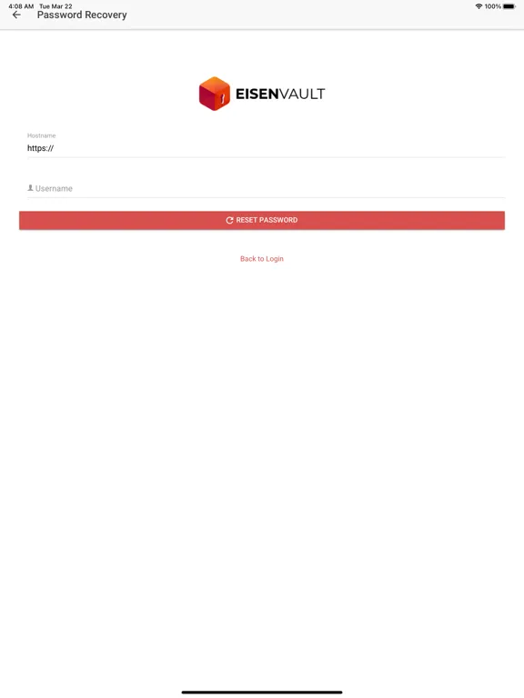 Ảnh chụp màn hình của EisenVault Companion App iPad 