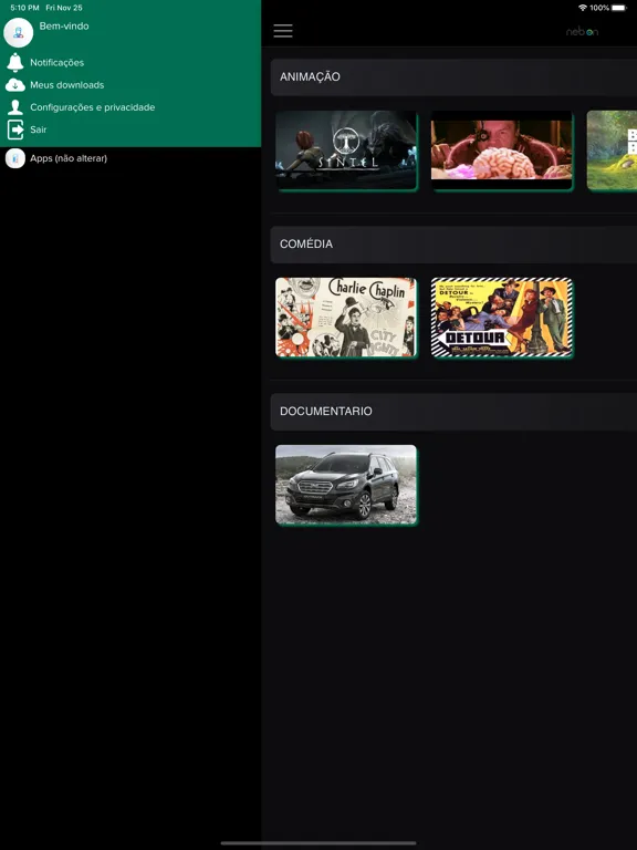Tangkapan layar NEB ON iPad