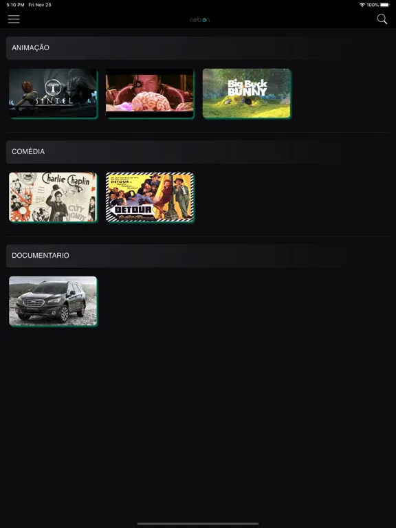 Tangkapan layar NEB ON iPad