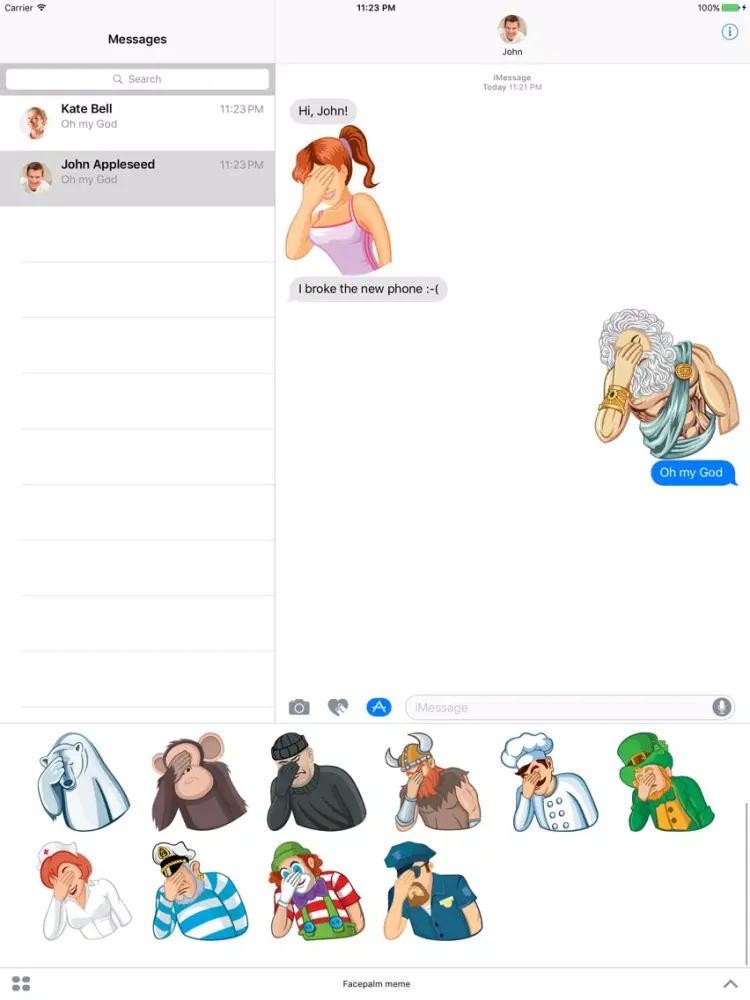 Facepalm Stickers for iMessage iPad  Ekran Görüntüleri