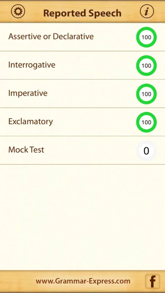 ภาพหน้าจอของ Grammar Express: Reported Speech