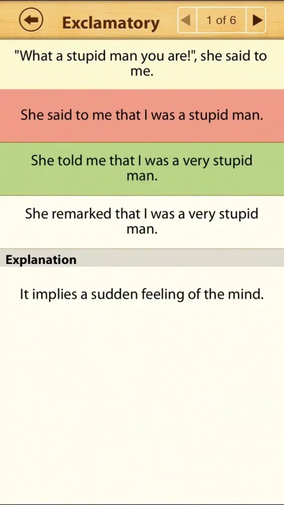 ภาพหน้าจอของ Grammar Express: Reported Speech