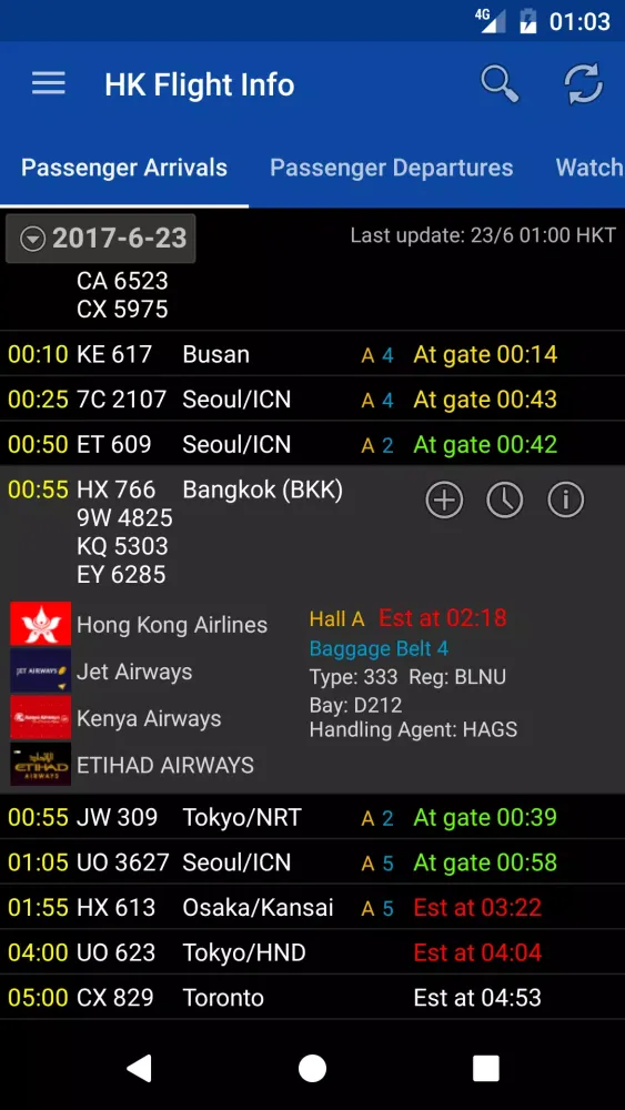 Hong Kong Flight Info 스크린샷
