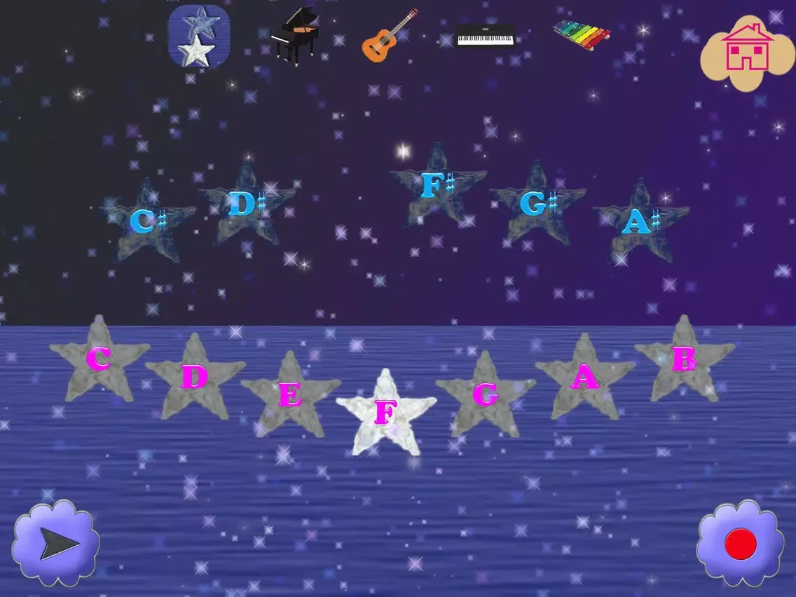 Capturas de pantalla de 123 Piano Shiny Stars - Best Way To Start Play The Piano For Kids HD iPad 