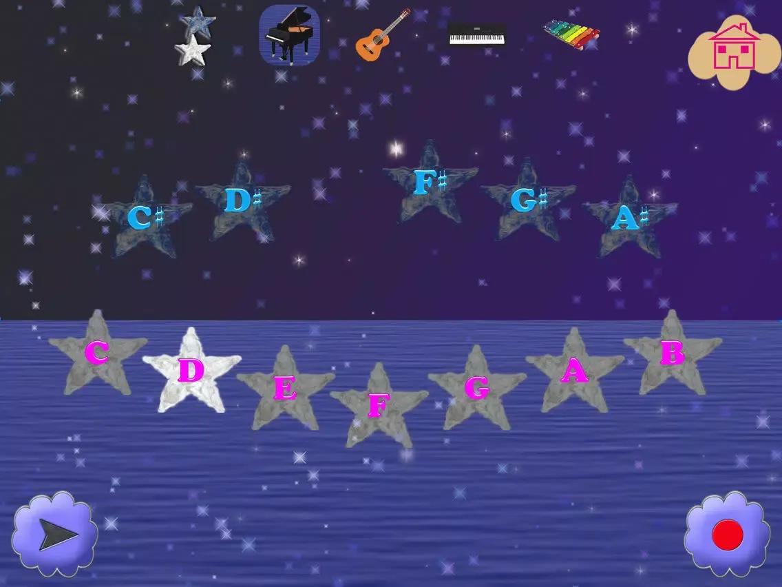 Capturas de pantalla de 123 Piano Shiny Stars - Best Way To Start Play The Piano For Kids HD iPad 
