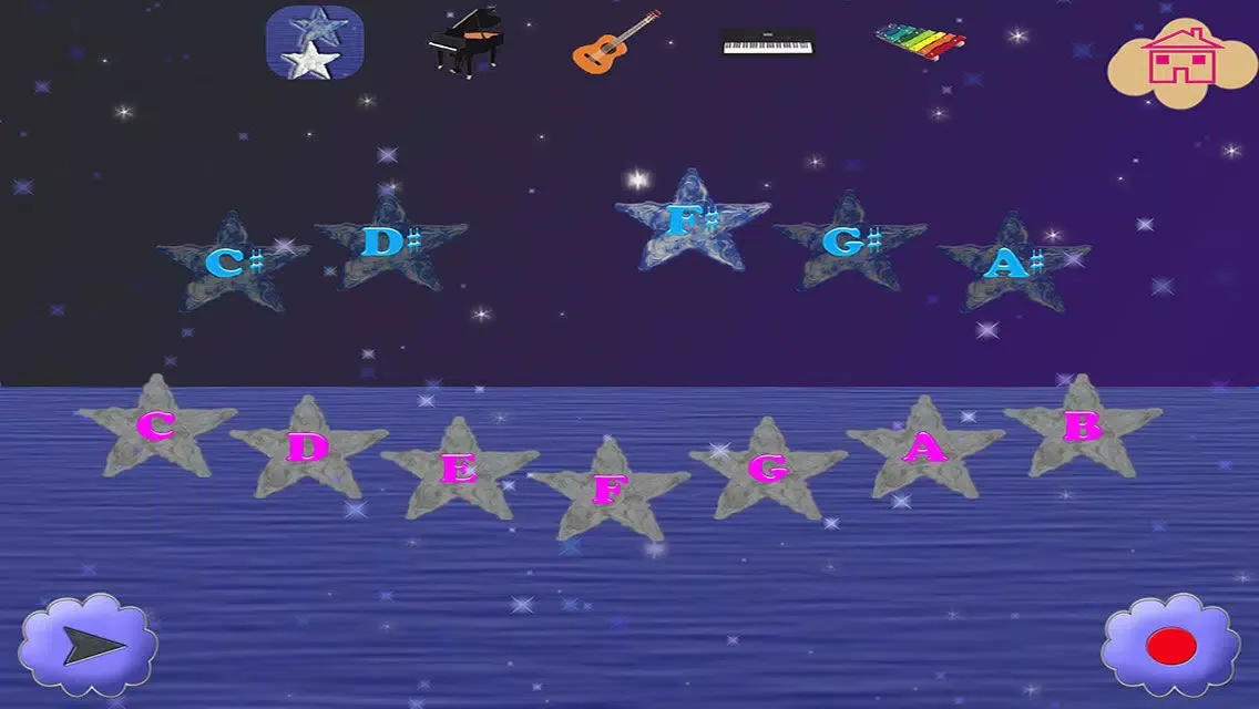 Capturas de pantalla de 123 Piano Shiny Stars - Best Way To Start Play The Piano For Kids HD