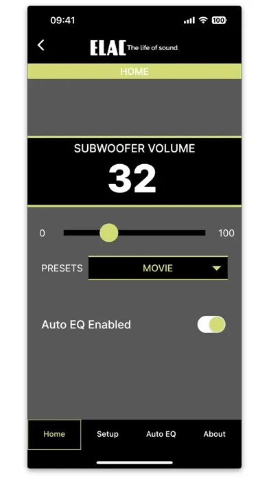 Tangkapan layar ELAC SUB Control 3.0