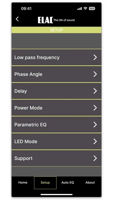Tangkapan layar ELAC SUB Control 3.0