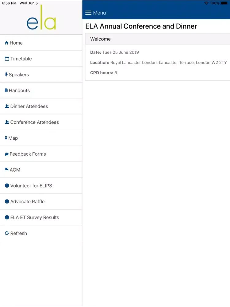 ELA Conference iPad 应用截图