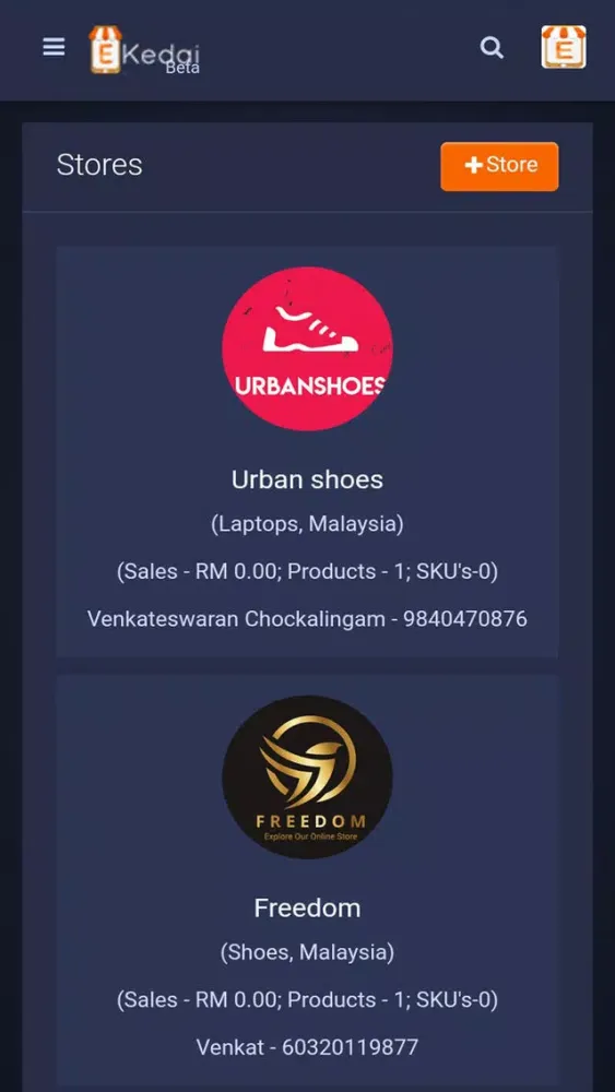 E-Kedai Admin Screenshots