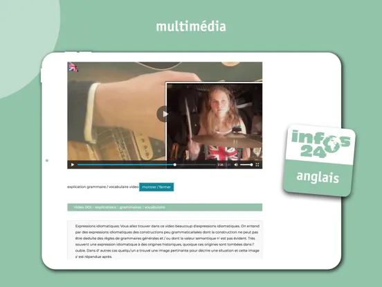 Zrzuty ekranu anglais cours complet iPad 