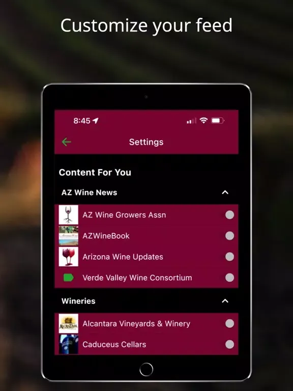 AZ Wines iPad  Screenshots