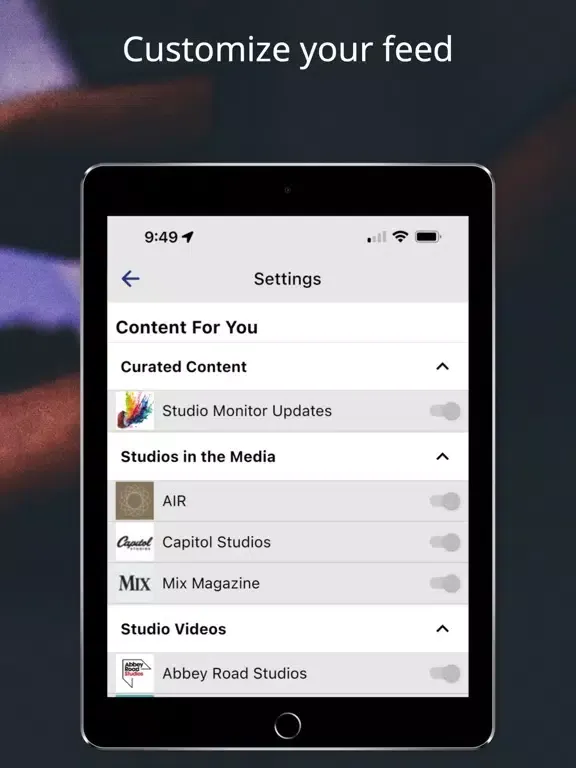 Tangkapan skrin Studio Monitor iPad 