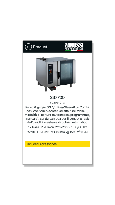 Zanussi Professional Pricelist スクリーンショット