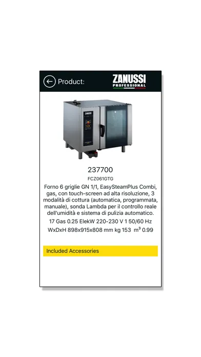 Zanussi Professional Pricelist 스크린샷