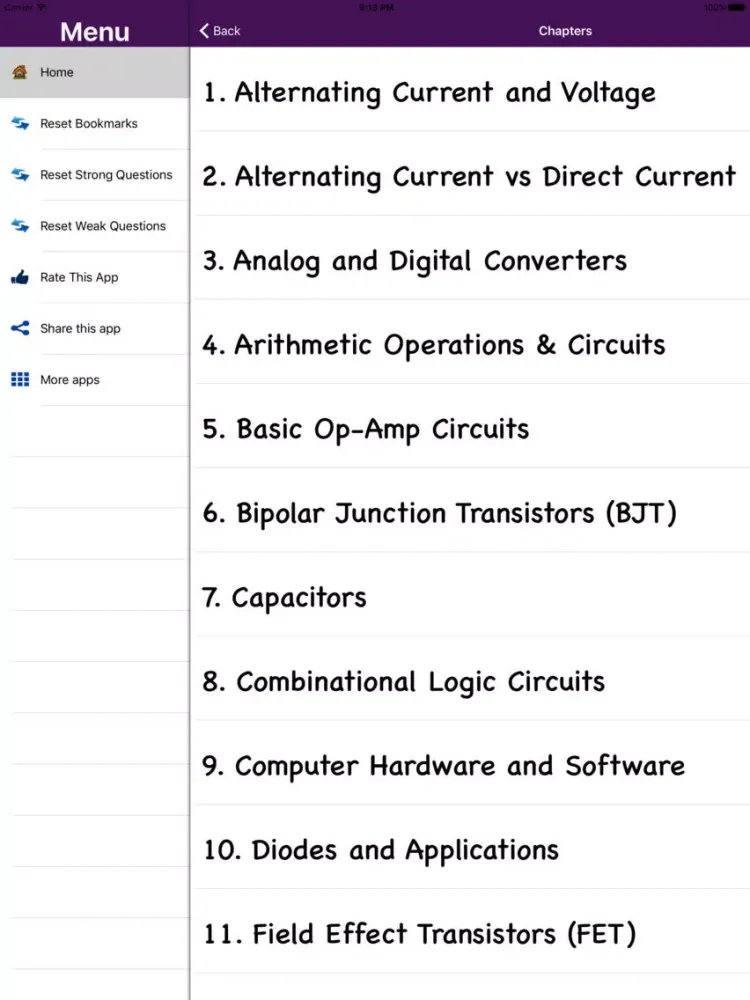Zrzuty ekranu Electronics and Communication Quiz iPad